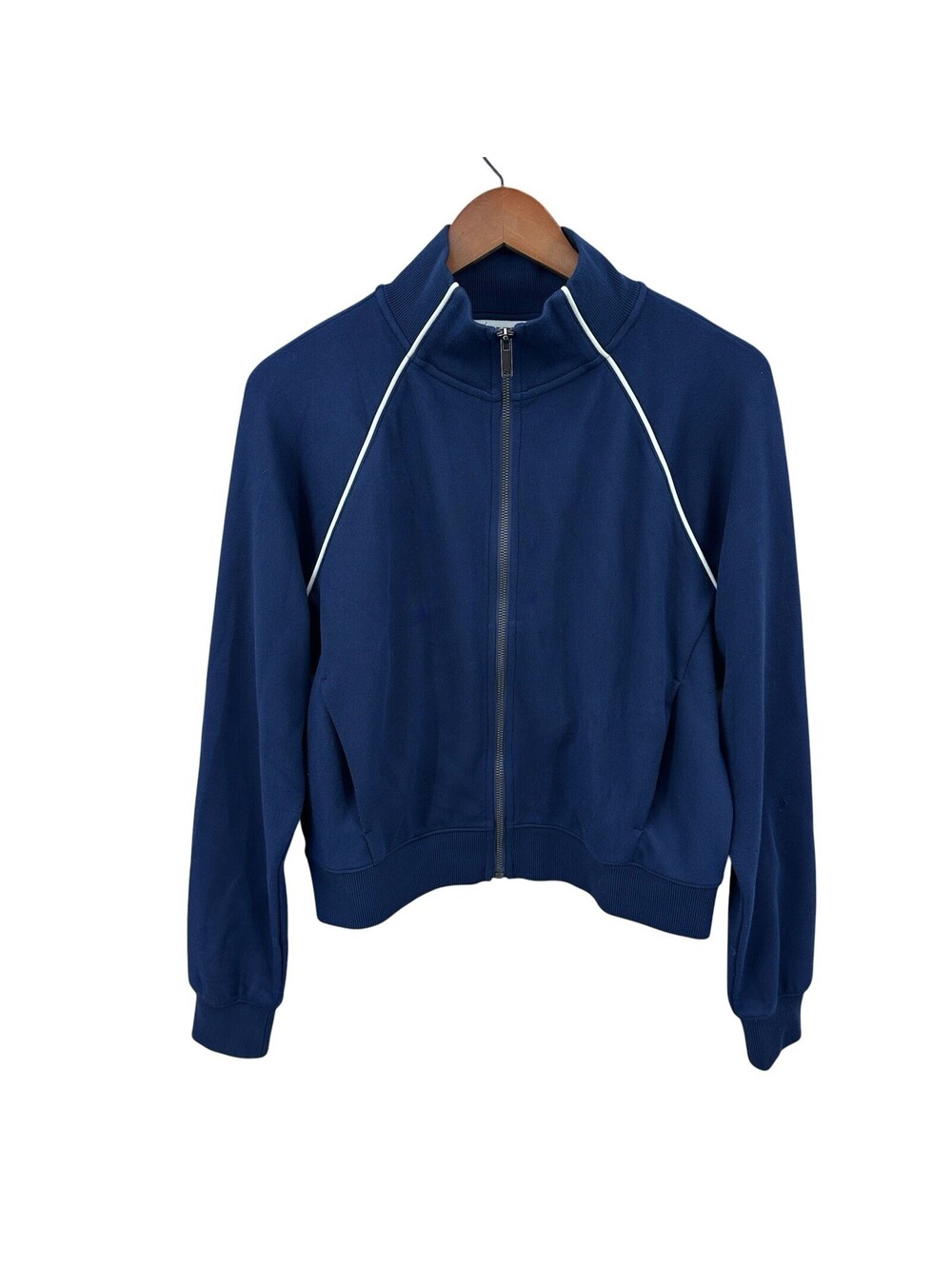 SPANX AirEssentials Pique Full Zip Track Jacket Womens Medium Blue 50942R X863